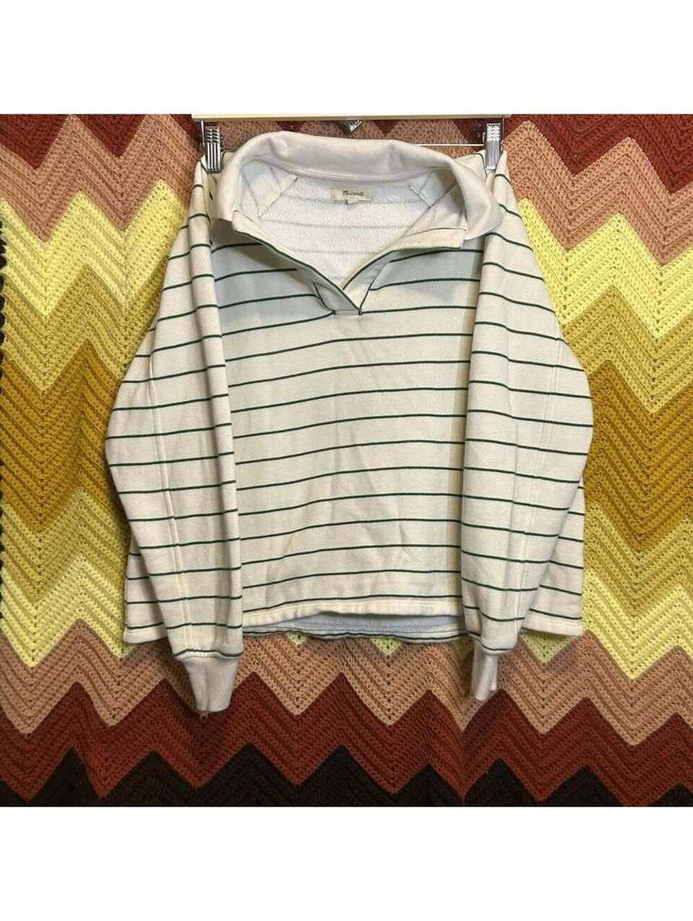 Women’s Relaxed Polo Striped Shirt Sweater Madewell Size Small $75